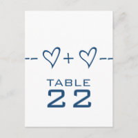 Blue Heart Equation Table Number Postcard