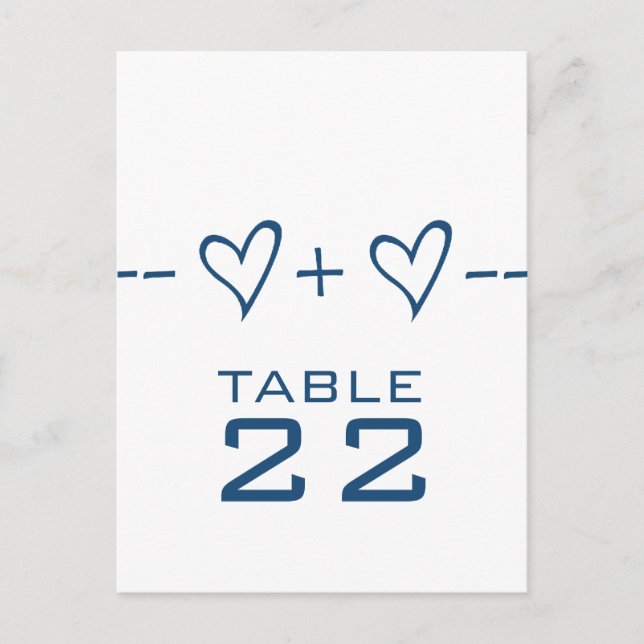 Blue Heart Equation Table Number Postcard (Front)