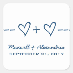 Blue Heart Equation Wedding Stickers