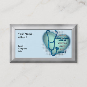Blue heart exceptional nurse  business card