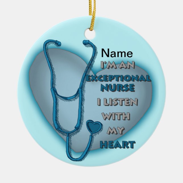 Blue heart exceptional nurse  ceramic tree decoration (Front)