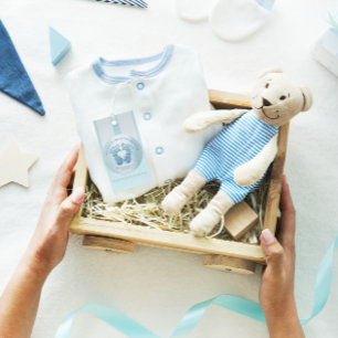 Blue Heart Feet Baby Shower Favour Thank You Boy Classic Round Sticker