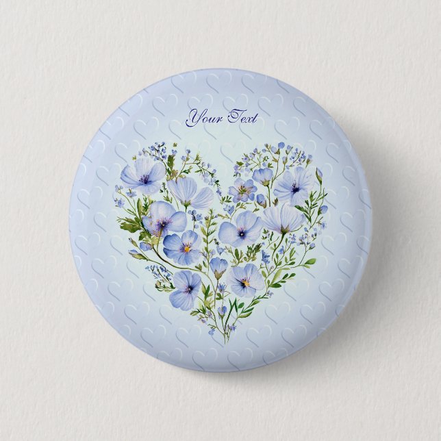 Blue Heart Floral Button (Front)