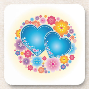 Blue Heart Floral Coaster