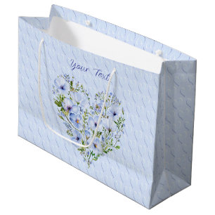 Blue Heart Floral Gift Bag