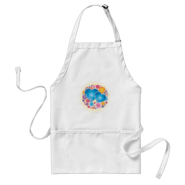 Blue Heart Floral Standard Apron (Front)
