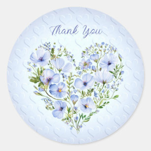 Blue Heart Floral Sticker