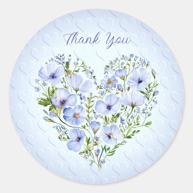 Blue Heart Floral Sticker (Front)