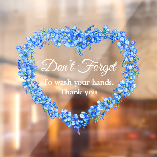 Blue heart forget me not wash your hands