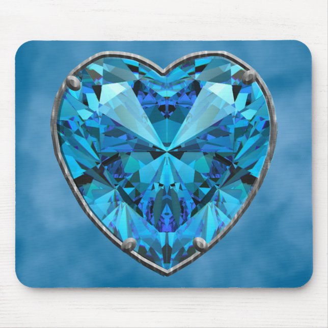 Blue Heart Gem Mouse Pad (Front)