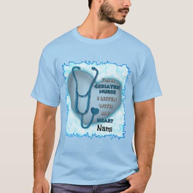 Blue Heart Geriatric nurse T-Shirt (Front)