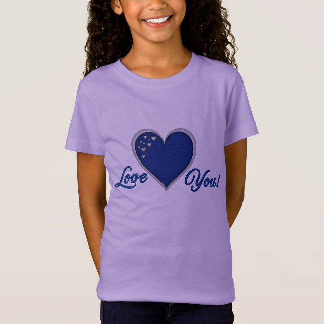 Blue Heart Girls' Jersey T-Shirt (Front)