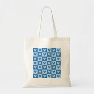 Blue Heart Grid Tote Bag