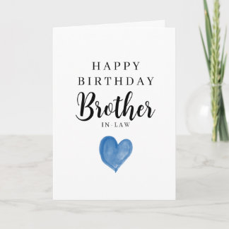 Blue Heart Happy Birthday Brother in Law Card