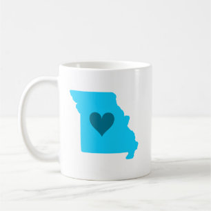 Blue Heart in State of Missouri Outline Coffee Mug