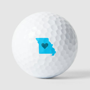Blue Heart in State of Missouri Outline Golf Balls