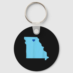 Blue Heart In State Of Missouri Outline Key Ring