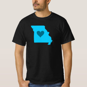 Blue Heart in State of Missouri Outline T-Shirt