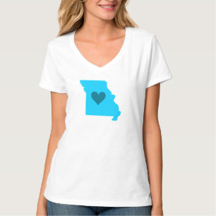 Blue Heart in State of Missouri Outline T-Shirt