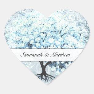 Blue Heart Leaf Tree Wedding Seal