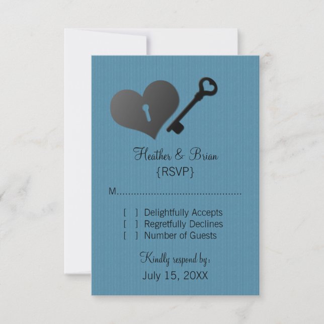 Blue Heart Lock and Key Response Card (Front)