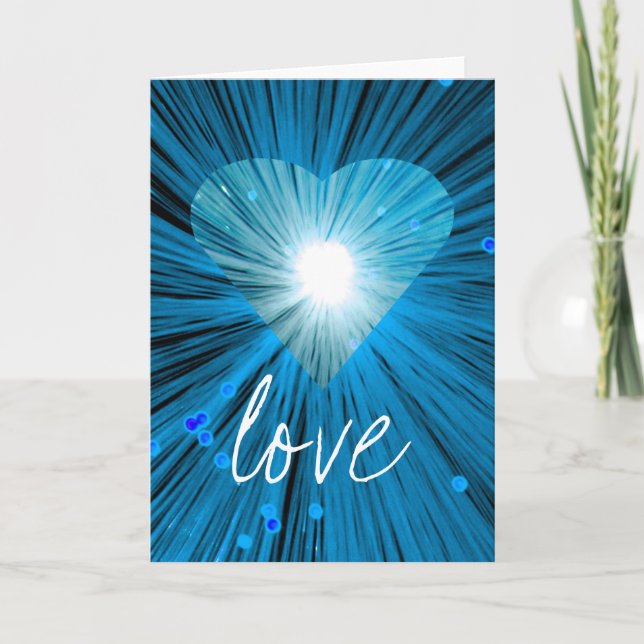 Blue Heart 'Love' greetings card (Front)