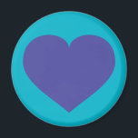 Blue heart magnet<br><div class="desc">This magnet features a shapely blue heart on a turquoise background. A personalised heart magnet is a great engagement,  wedding,  anniversary or valentine's party favour or save-the-date.</div>