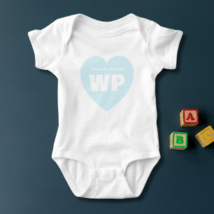 Blue Heart Monogram Newborn Outfit Custom Baby Bodysuit