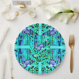 Blue Heart Moon & Wonder Blue Roses  Paper Plate