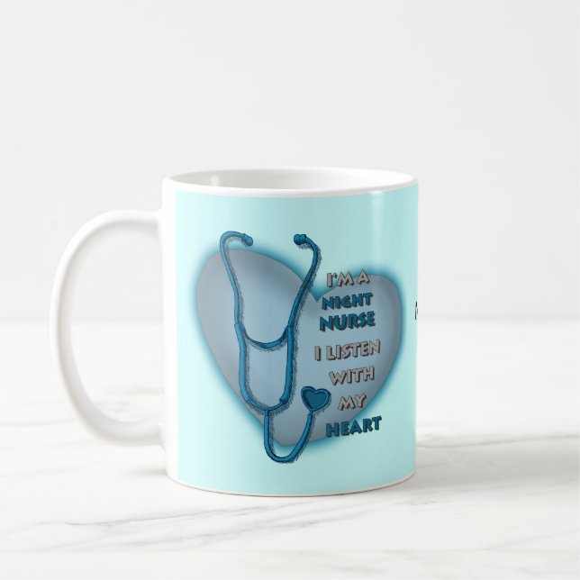 Blue Heart Night Nurse Coffee Mug (Left)
