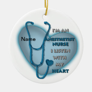 Blue Heart Nurse Anaesthetist Ceramic Tree Decoration