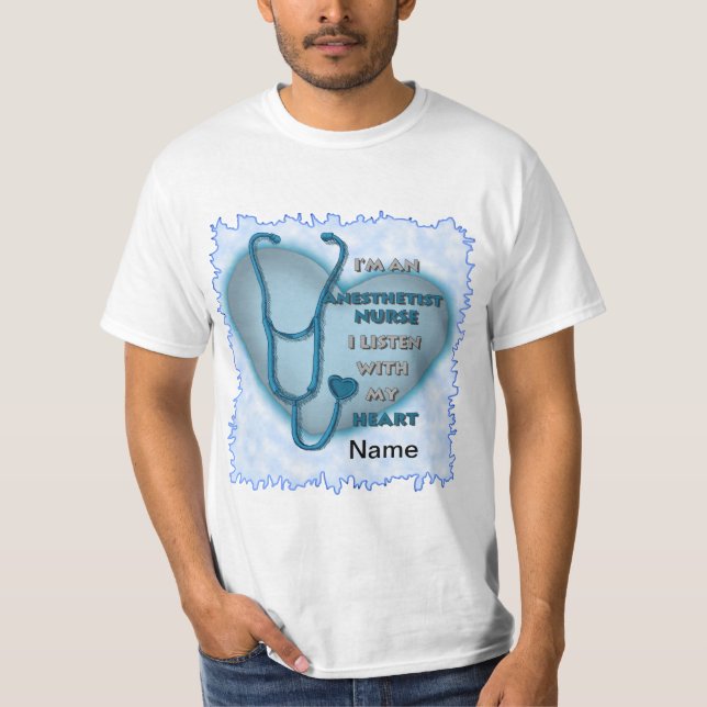 Blue Heart Nurse Anesthetist T-Shirt (Front)