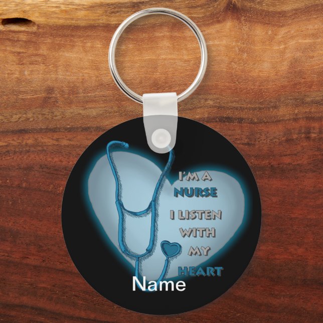 Blue Heart Nurse Key Ring (Front)