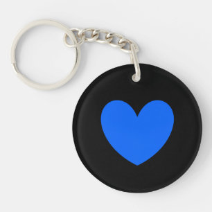 Blue heart on black key ring