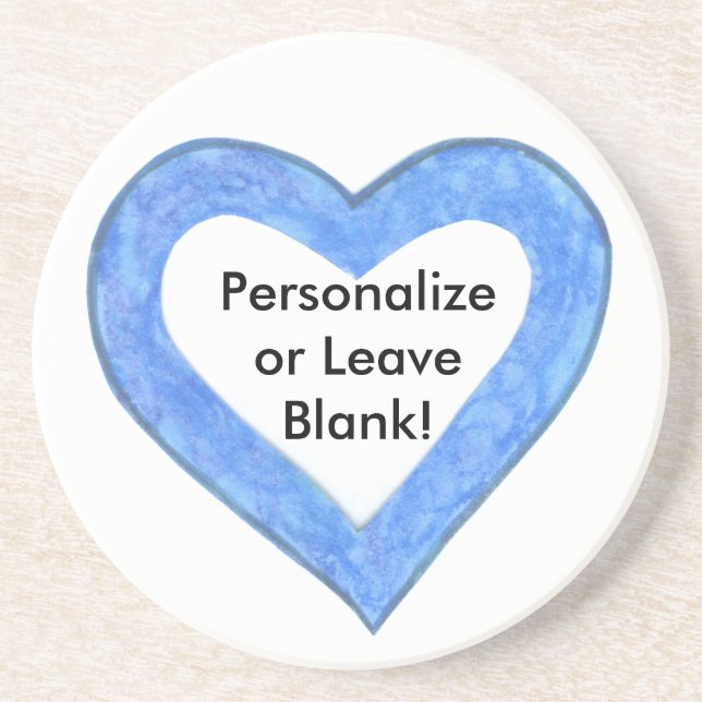 Blue Heart Outline Coaster (Front)
