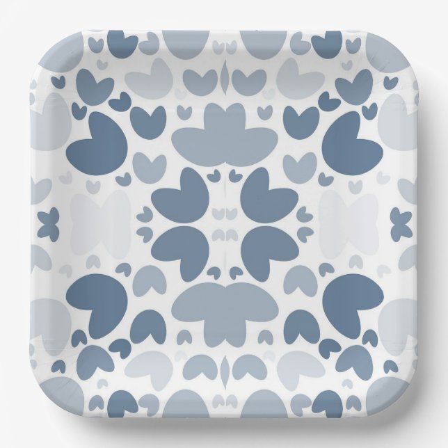 Blue heart Paper Plate (Front)