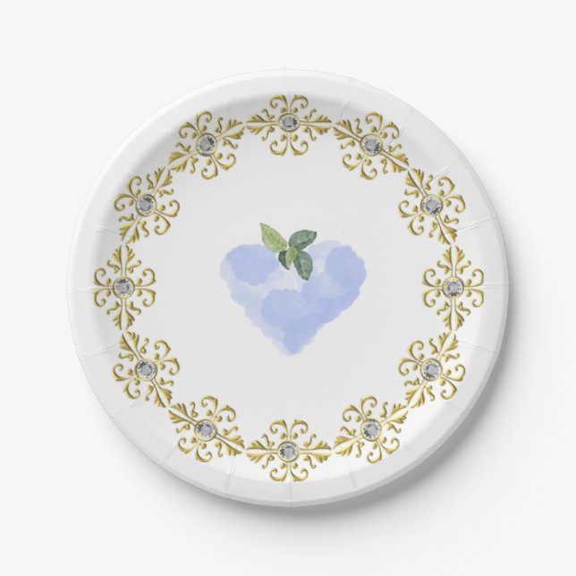 Blue Heart Paper Plate (Front)