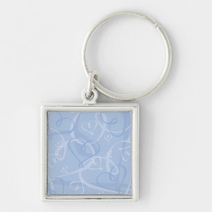Blue heart pattern key ring