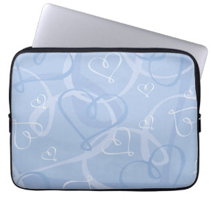 Blue heart pattern laptop sleeve