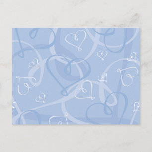 Blue heart pattern postcard