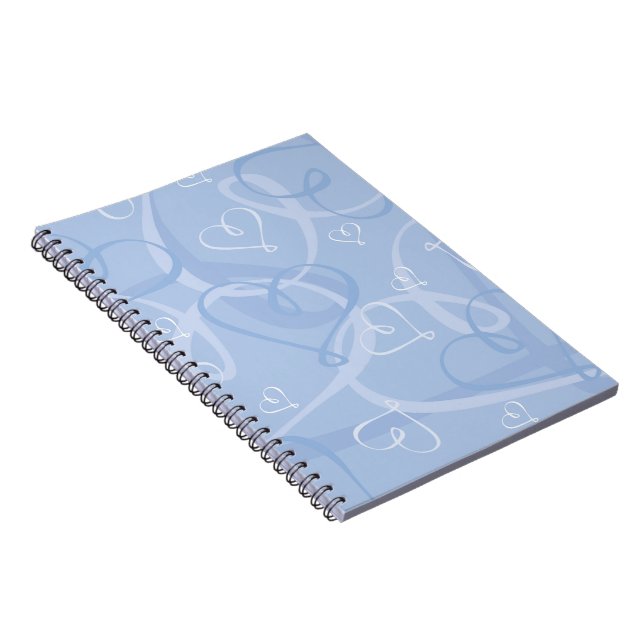 Blue heart pattern spiral notebook (Right Side)