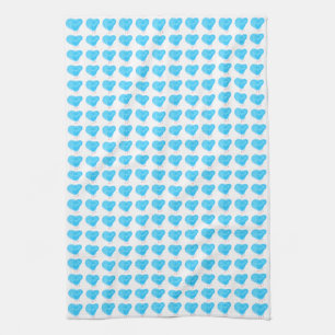 Blue Heart Patterned Tea Towel