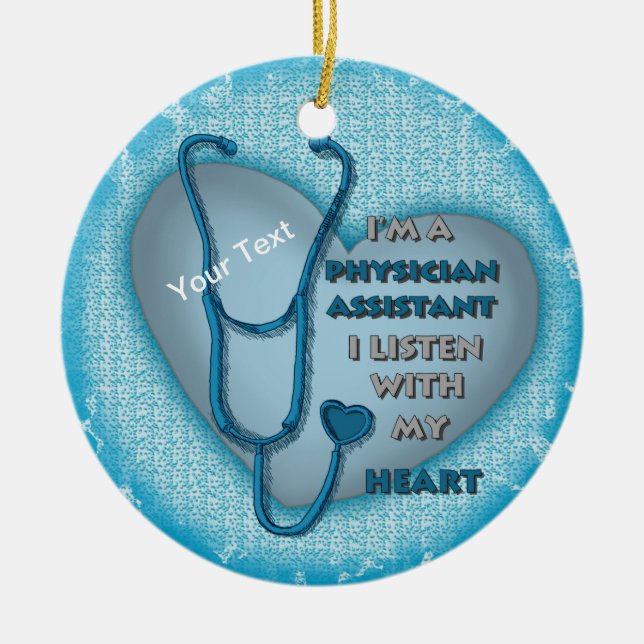 Blue Heart Physician Assistant Ceramic Tree Decoration (Front)
