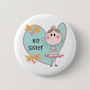 Blue Heart Princess Big Sister 6 Cm Round Badge