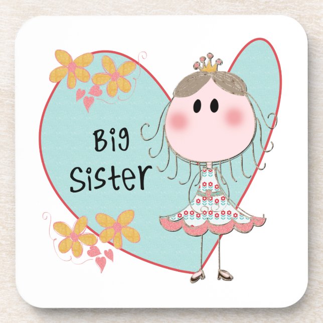 Blue Heart Princess Big Sister Coaster (Front)