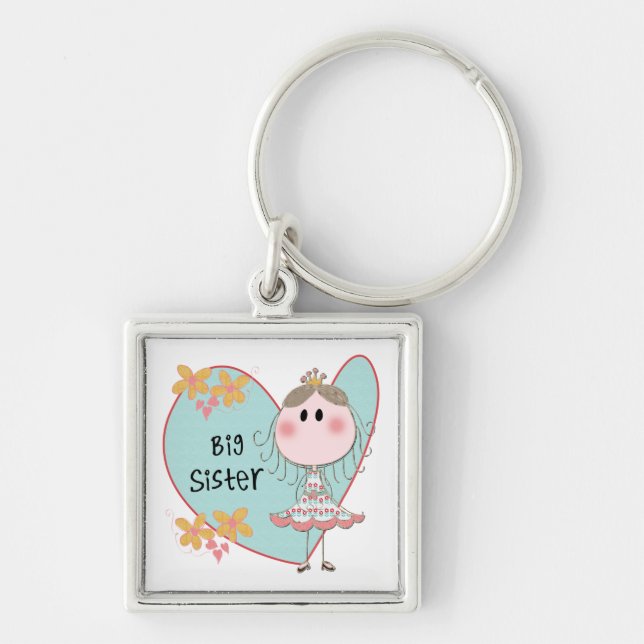 Blue Heart Princess Big Sister Key Ring (Front)
