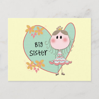 Blue Heart Princess Big Sister Postcard