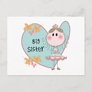 Blue Heart Princess Big Sister Postcard