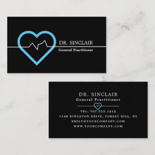 Blue Heart Rate Monitor, Medical, Physician Business Card