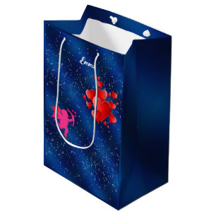 Blue heart  romantic wallpaper medium gift bag